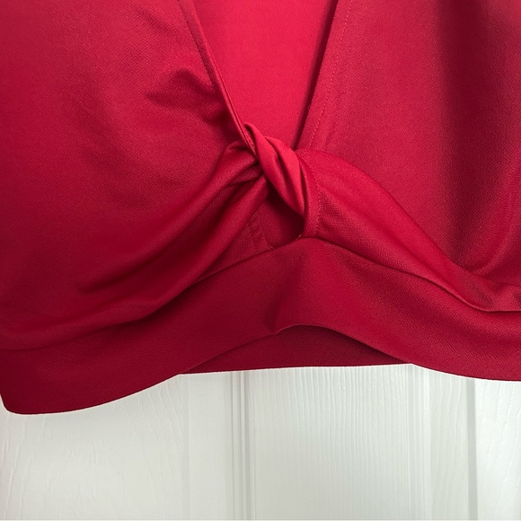 Ruby Red Twist Tie Crop Top - Picture 3 of 5